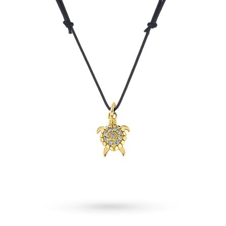 Small turtle pendant yellow gold white diamonds 0.14ct