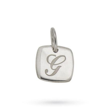 Ciondolo piastrina argento 925 lettera G incisa
