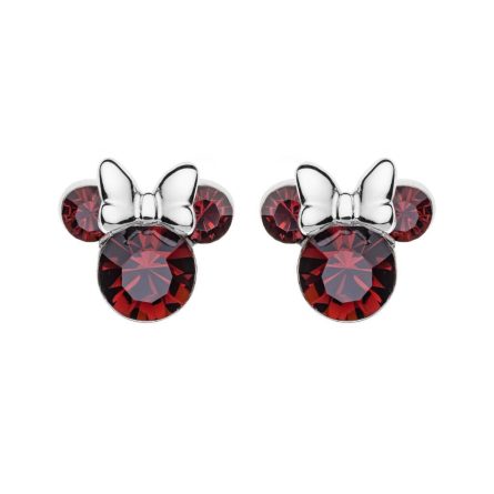 Orecchini bambina Disney Minnie argento cristallo rosso granato