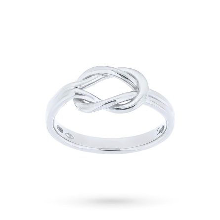 18kt white gold flat knot ring