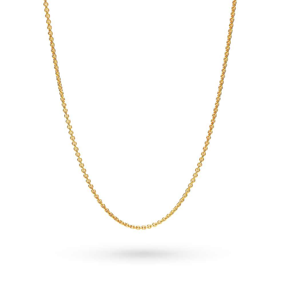 Yellow gold shiny rolo chain 45 cm
