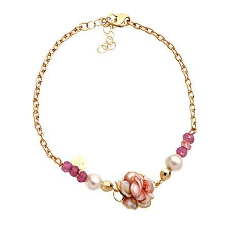 Gabriella Rivalta bracelet roses pearls tourmalines
