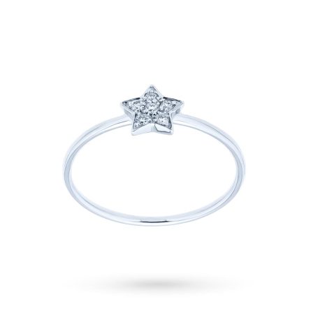 18kt White Gold Star Ring with 0.07ct Diamonds
