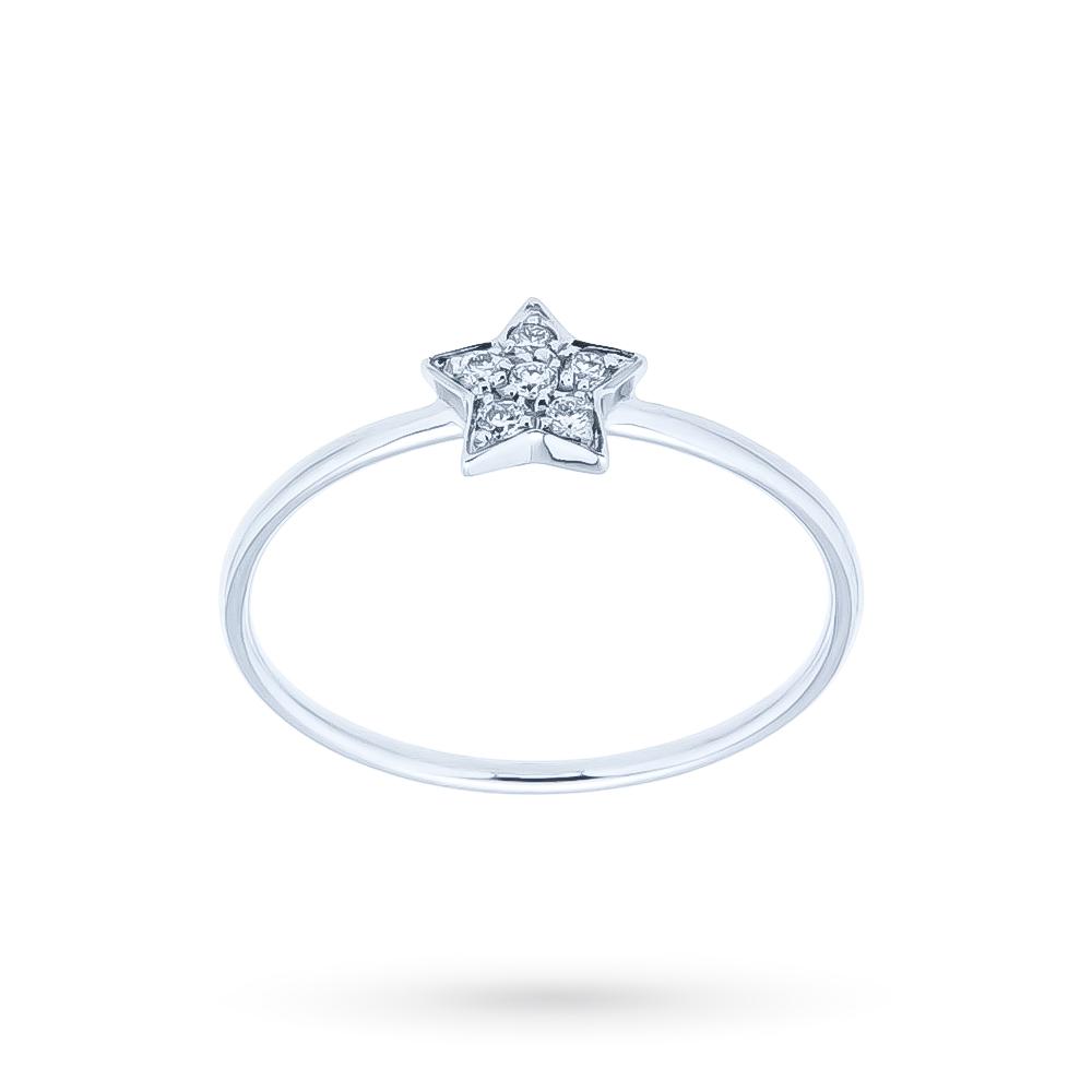 18kt White Gold Star Ring with 0.07ct Diamonds
