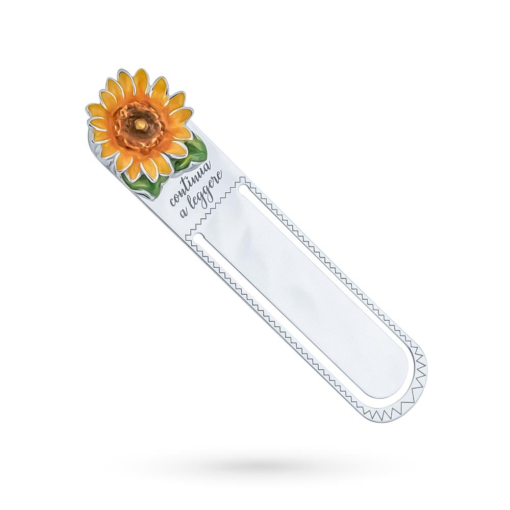 Bookmark with sunflower in 925 sterling silver and enamel