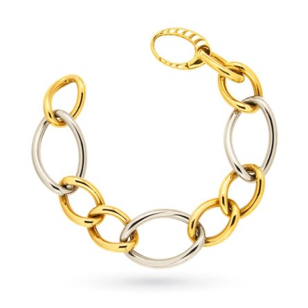 Bracciale a catena in oro bianco e giallo 18kt lucido