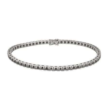 Pulsera tenis de oro blanco con diamantes negros de 2,32ct.