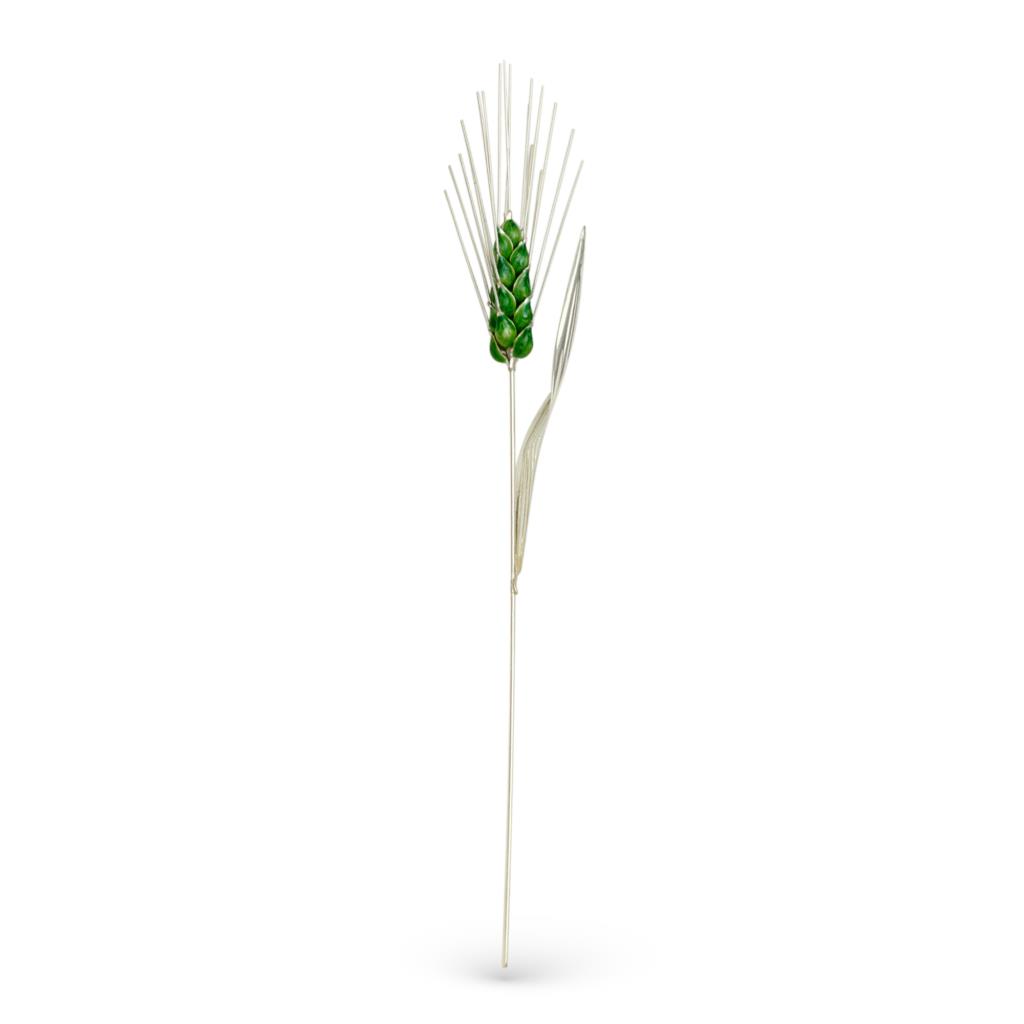 Green ear of corn ornament in sterling silver 23cm