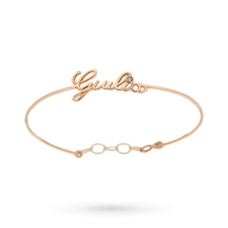 Bracciale nome Giulia filo oro rosa 18kt diamante