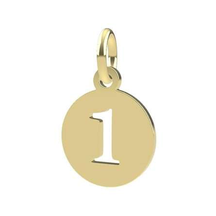 18kt yellow gold Number 1 pendant Dedie