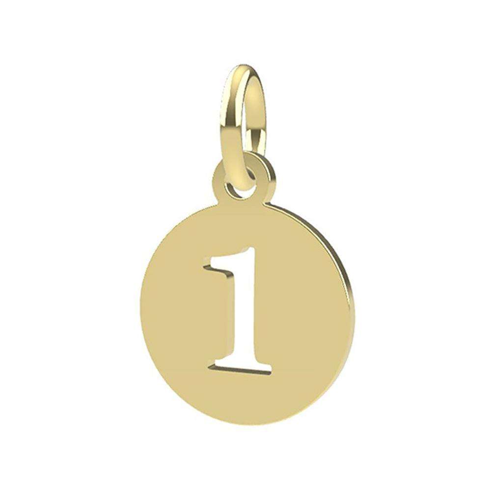 18kt yellow gold Number 1 pendant Dedie