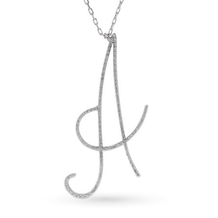 Collana lunga ciondolo A oro bianco diamanti 0,38ct