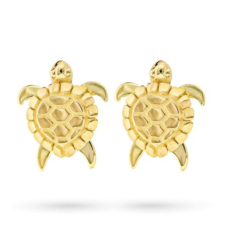 Yellow gold turtle lobe earrings