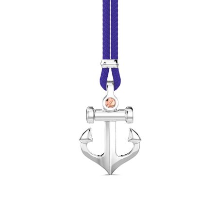 Collana Zancan EXC447-BL kevlar pendente ancora argento