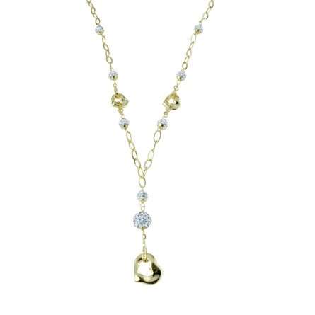 Girocollo sfere in resina e cuori traforati con cuore pendente