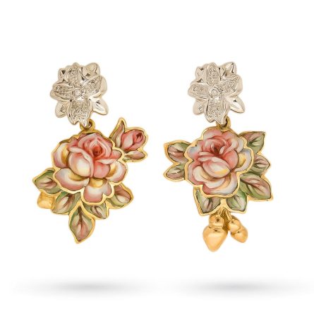 Pendientes Gabriella Rivalta con colgantes de diamantes rosas