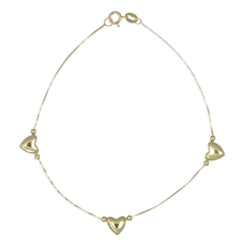 Rolo bracelet with hearts, 19 cm long
