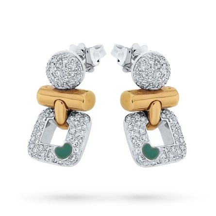 Orecchini Nouvelle oro diamanti 0,94ct smalto turchese