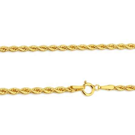 Yellow gold rope chain 45 cm 2,1 mm wide