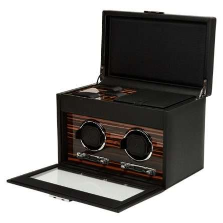 Wolf Double Watch Winder with Storage - Black