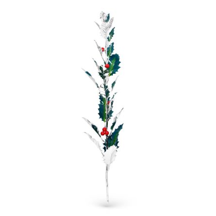 Holly spring ornament in sterling silver and enamel 46cm