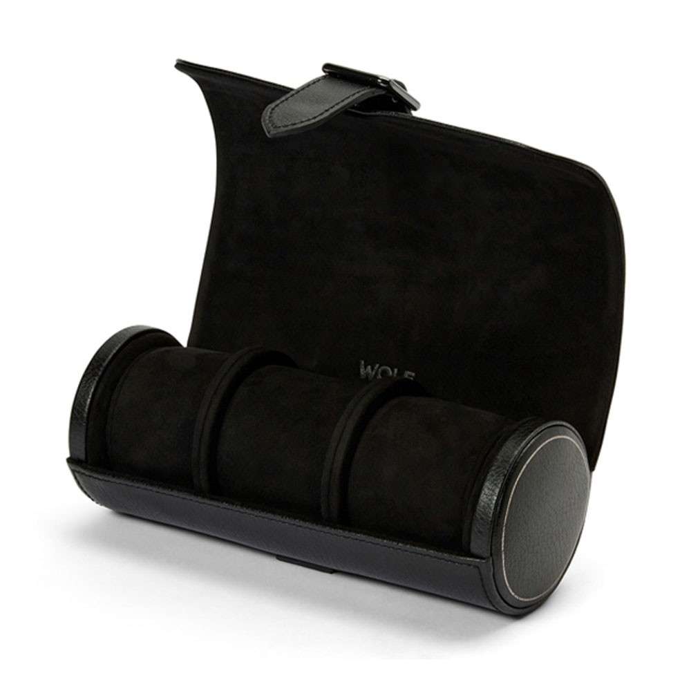 Wolf Rollo de reloj triple - Negro