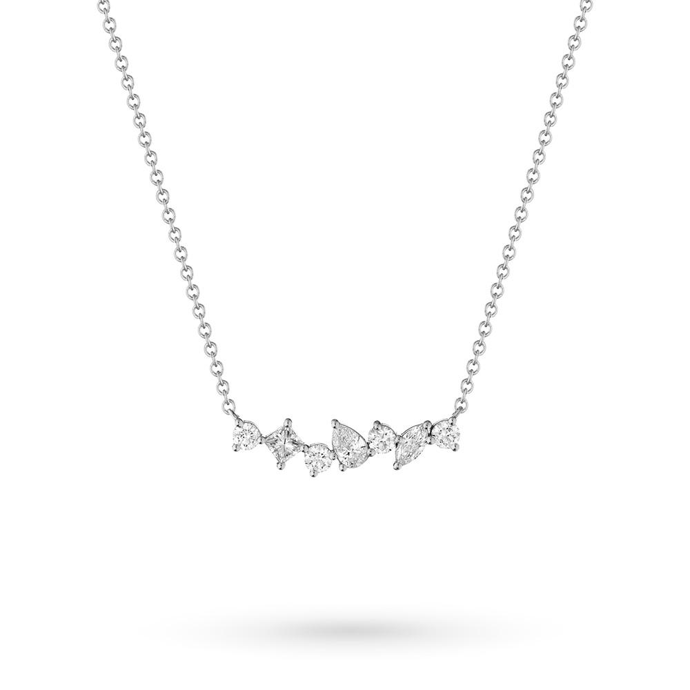 18kt white gold necklace fancy cut diamonds 0.61ct