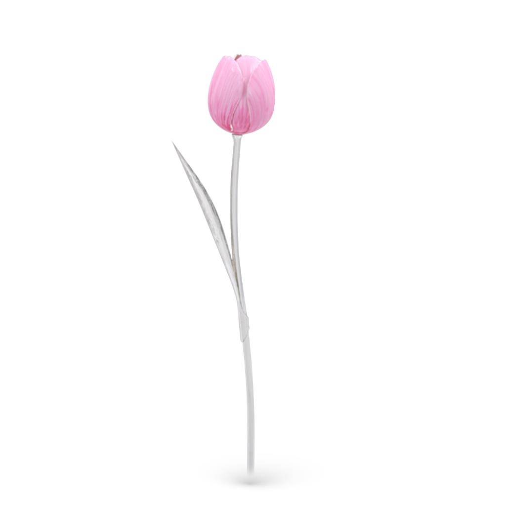 Pink tulip ornament in sterling silver 23,5cm