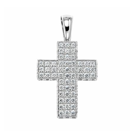 Colgante cruz Swarovski oro blanco 23x19 mm