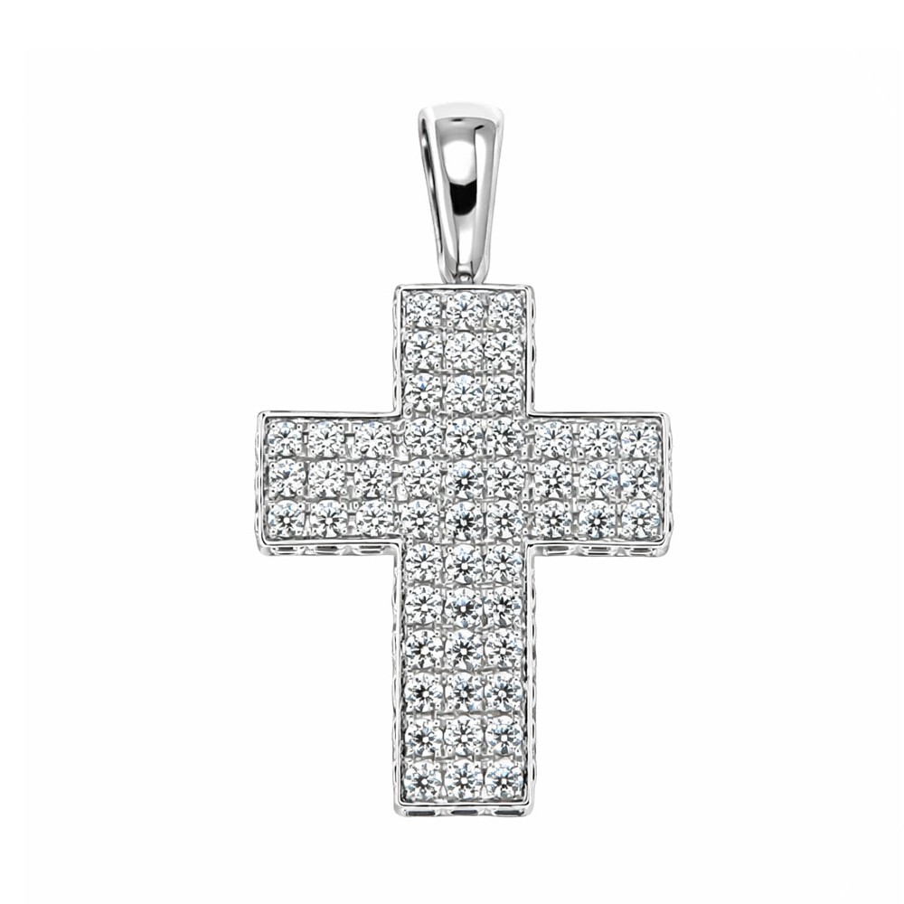Colgante cruz Swarovski oro blanco 23x19 mm