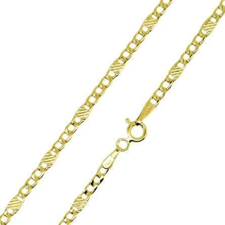 3+1 link hollow chain, polished and knurled, 50 cm long and 3 mm wide