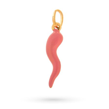 Cornet pendant 18kt yellow gold with pink enamel