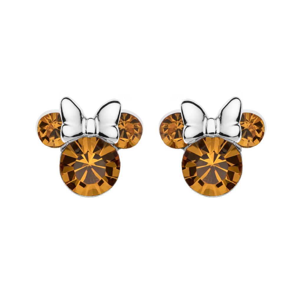 Orecchini bambina Disney Minnie argento cristallo citrino arancio