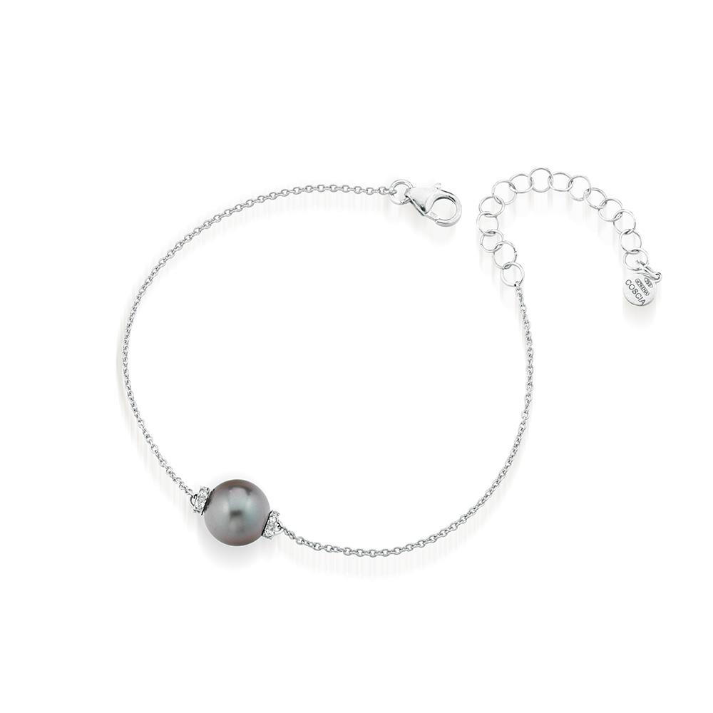 Pulsera de oro blanco con perla de Tahití Ø 9-10mm