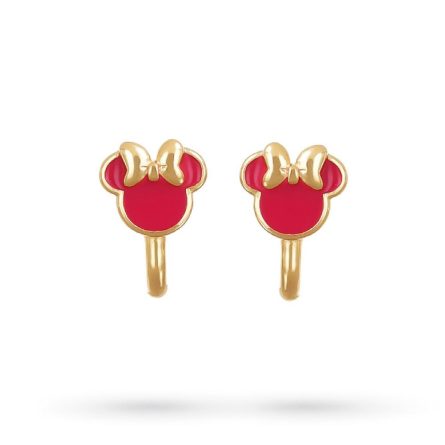 Orecchini bambina Disney Minnie argento dorato smalto rosso
