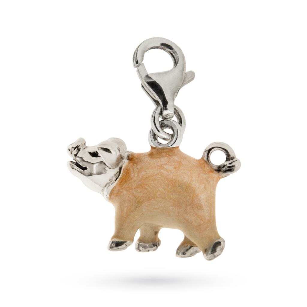 925 sterling silver Mini pig charm enamel