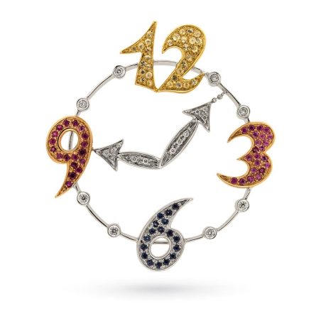 Watch pendant white gold sapphires 1.55ct diamonds 0.23ct