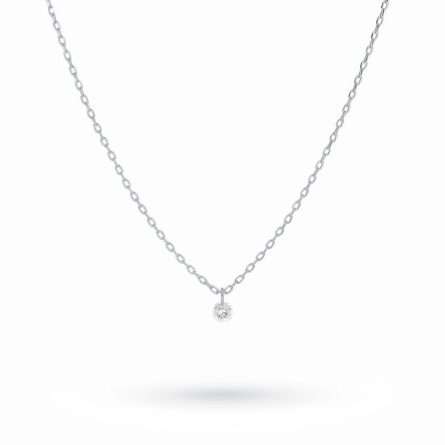 White gold necklace with 0,05 ct floating diamond