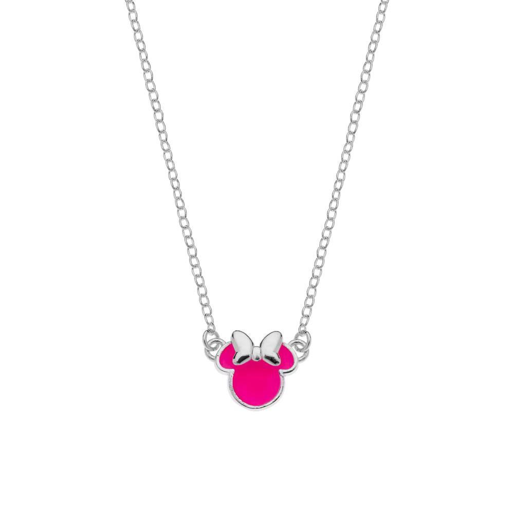 Collana Disney argento Minnie smaltata fucsia