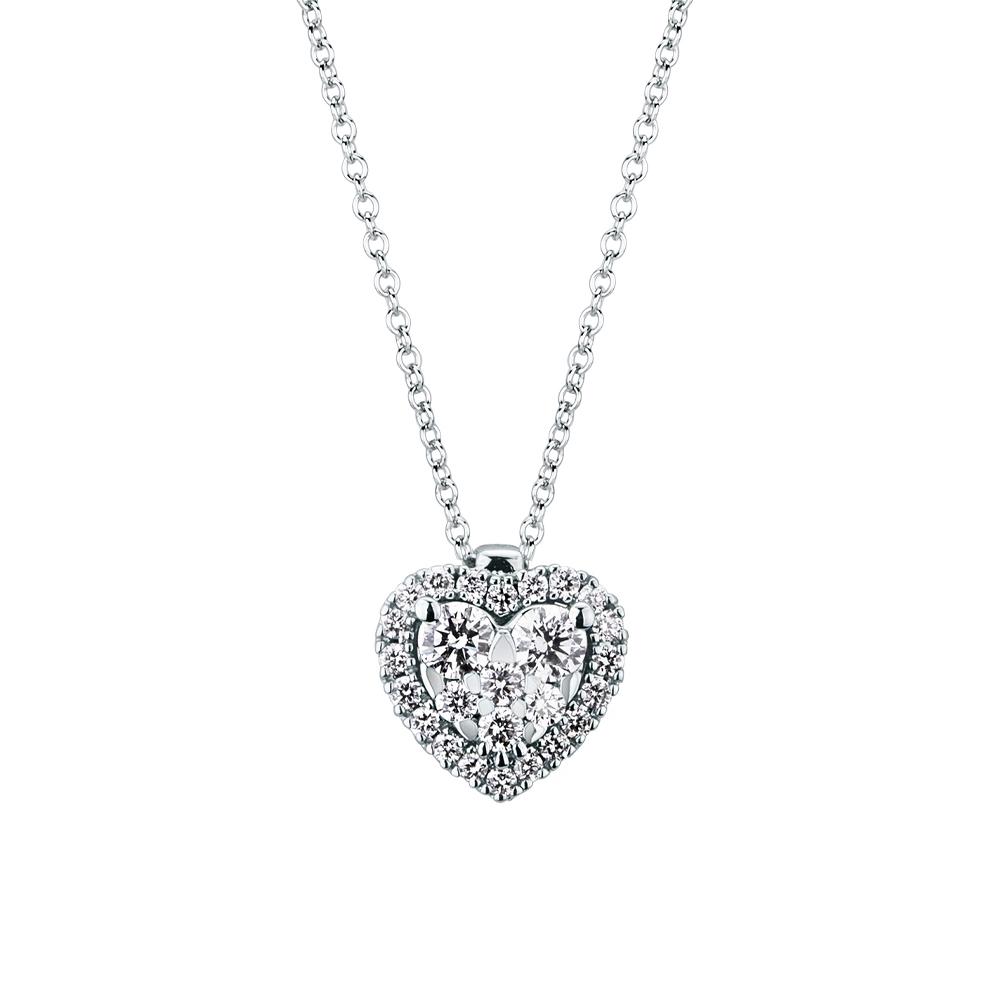 Collar Mirco Visconti corazón de oro blanco con diamantes 0,28ct