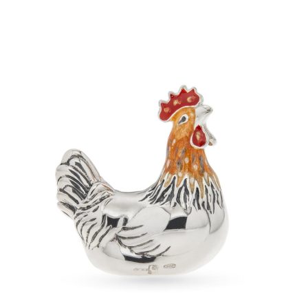 Gallina media Soprammobile Moderno Medio argento 925 smalto