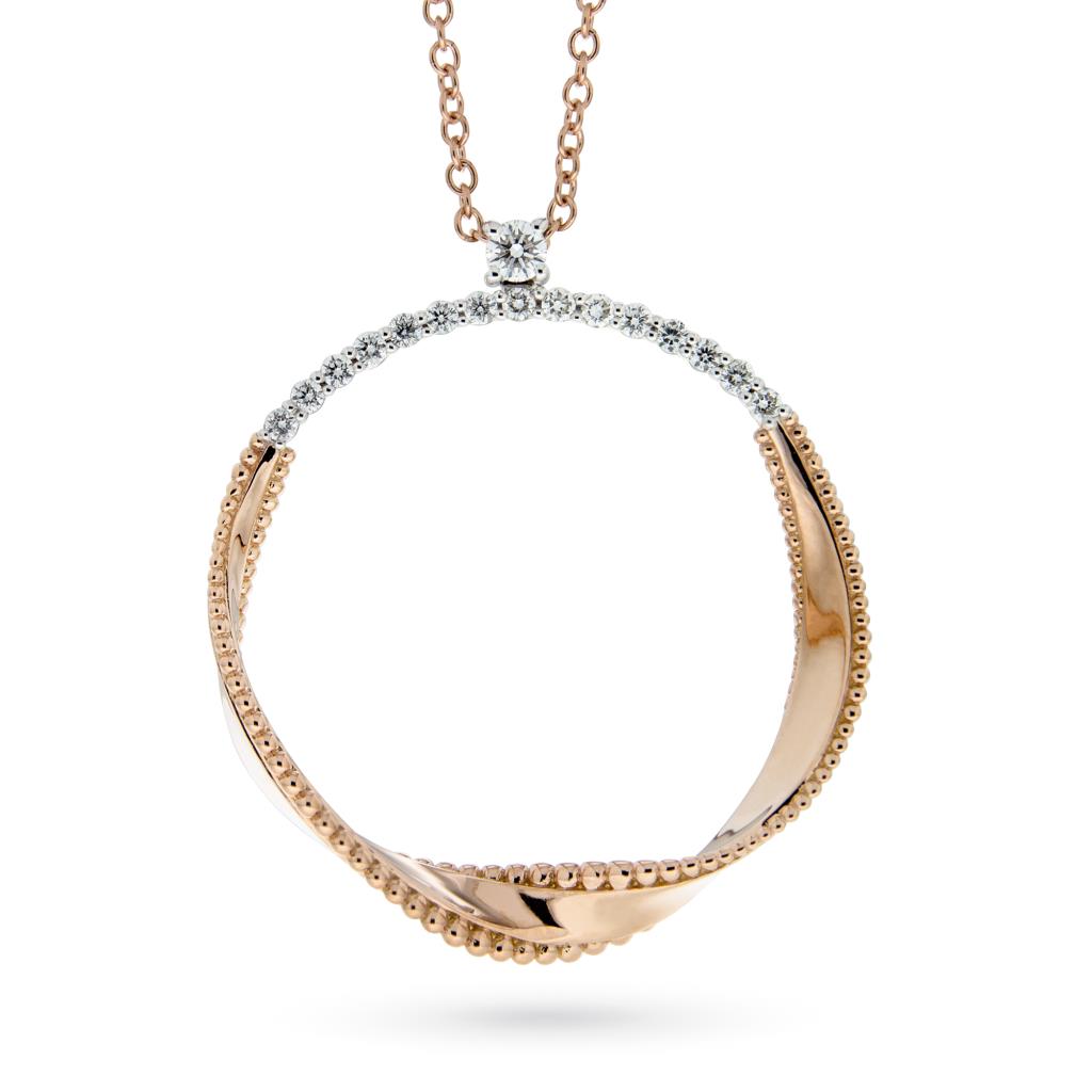 18kt rose gold necklace with pendant and diamonds