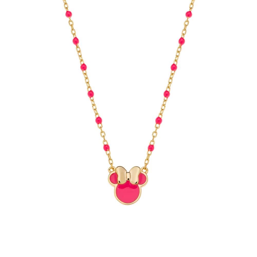 Collana Disney Minnie argento dorato smalto rosa
