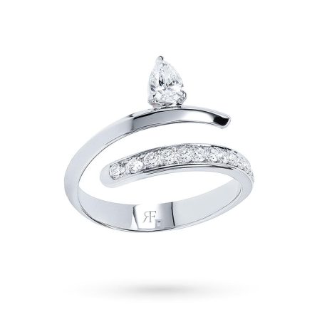 18kt white gold Twist ring diamond drop brilliants RFJewels