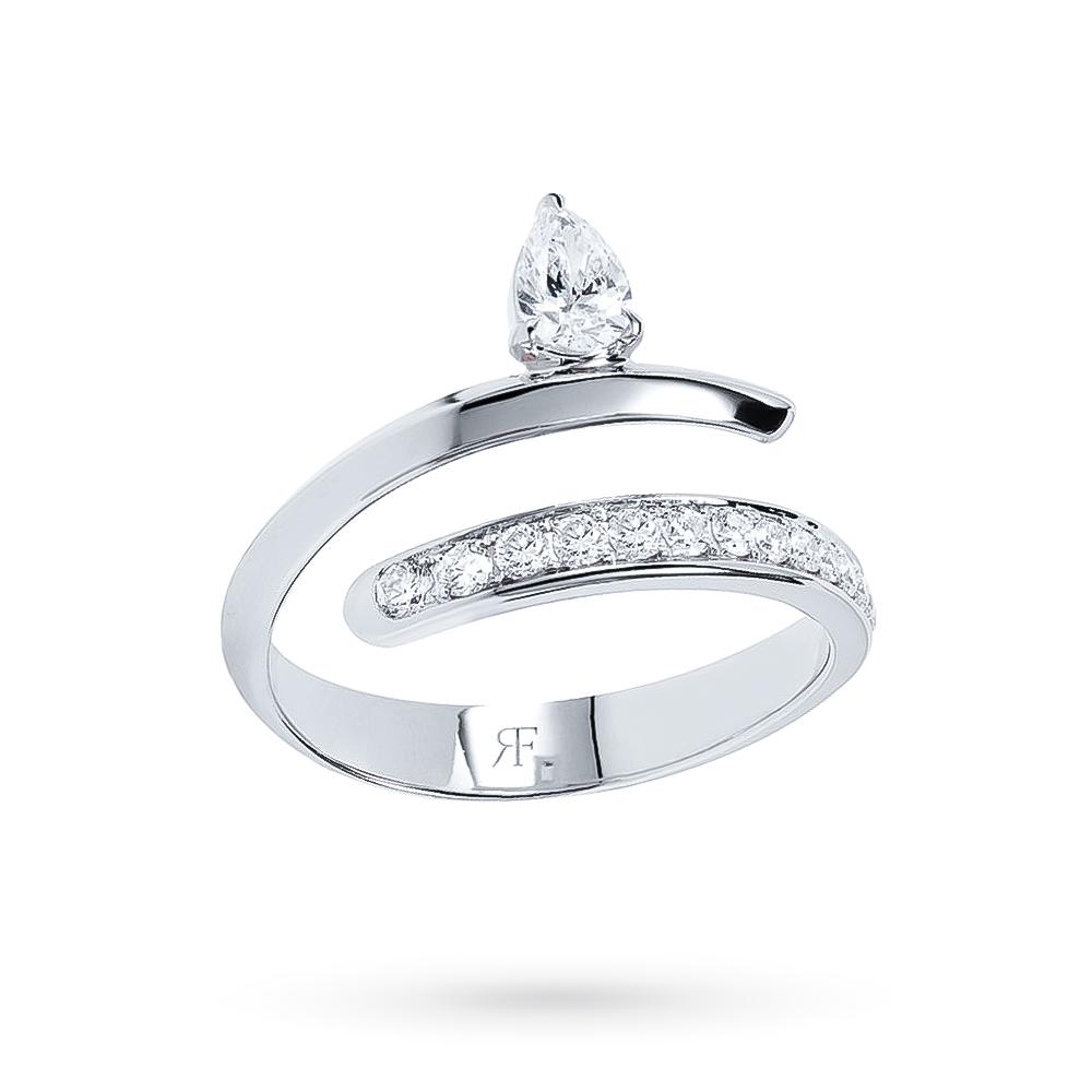 18kt white gold Twist ring diamond drop brilliants RFJewels