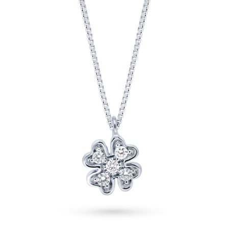 Girocollo oro bianco quadrifoglio diamanti 0,08ct Mirco Visconti