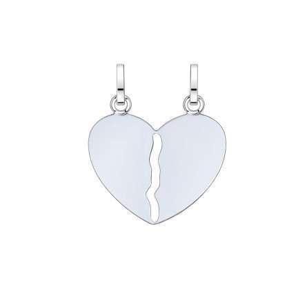 Double-barrelled broken heart pendant, gift for him and her, 20x18mm
