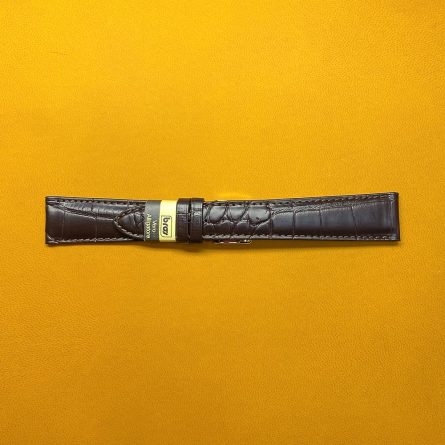 Cinturino pelle alligatore marrone scuro opaco 20-16mm