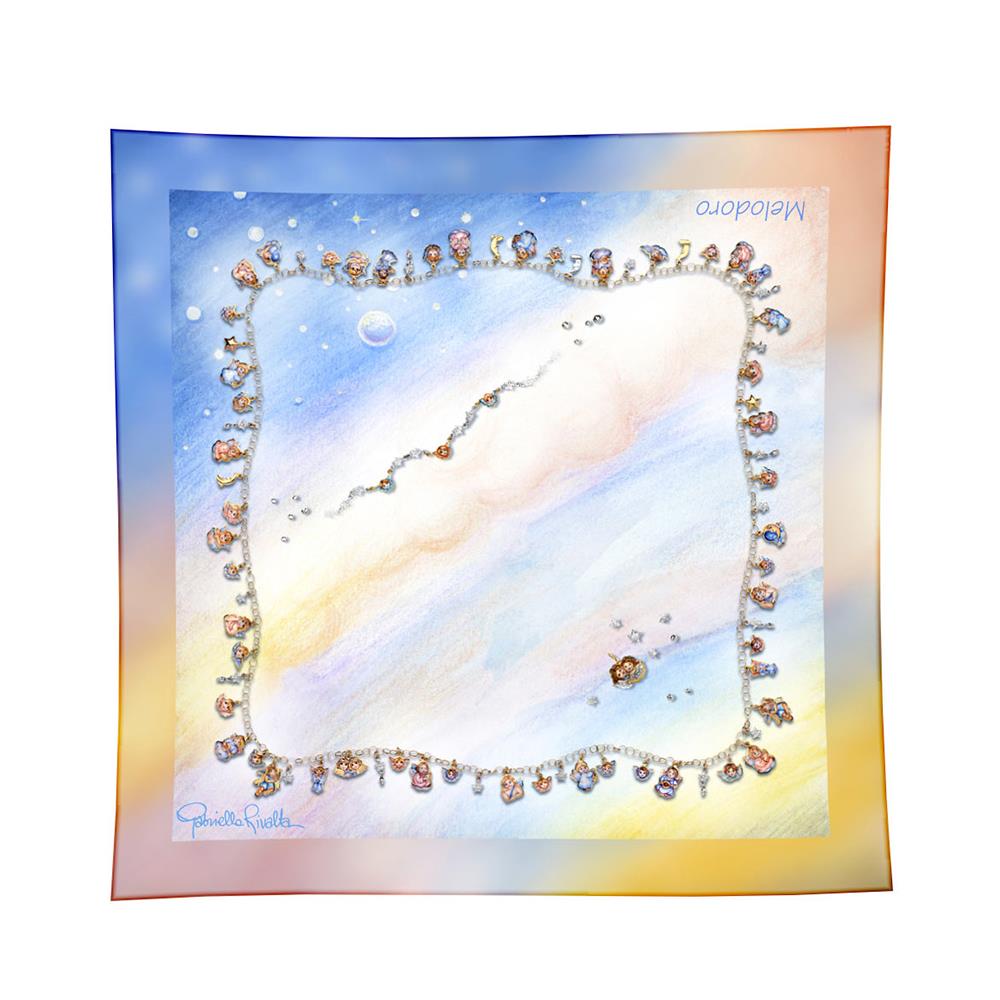 100% silk scarf Gabriella Rivalta Angels 90x90cm