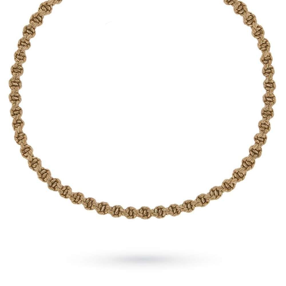 Collar Cordón Gabriella Rivalta gris tórtola macramé 42 cm